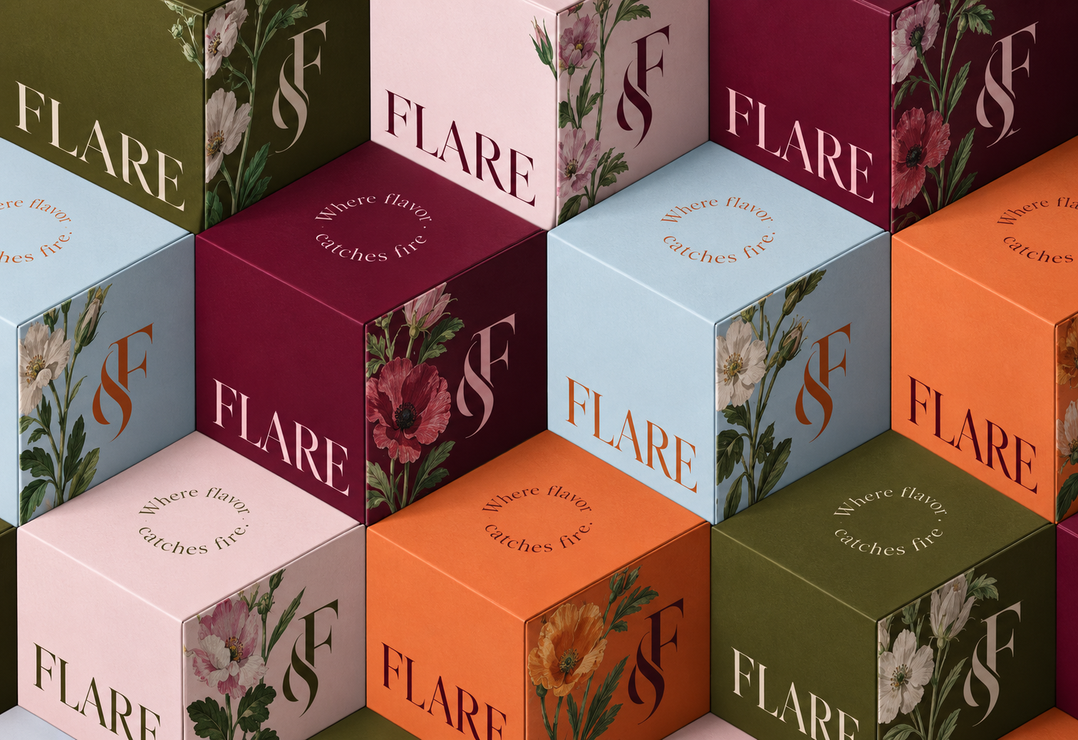 FLARE botanical tea packaging collection