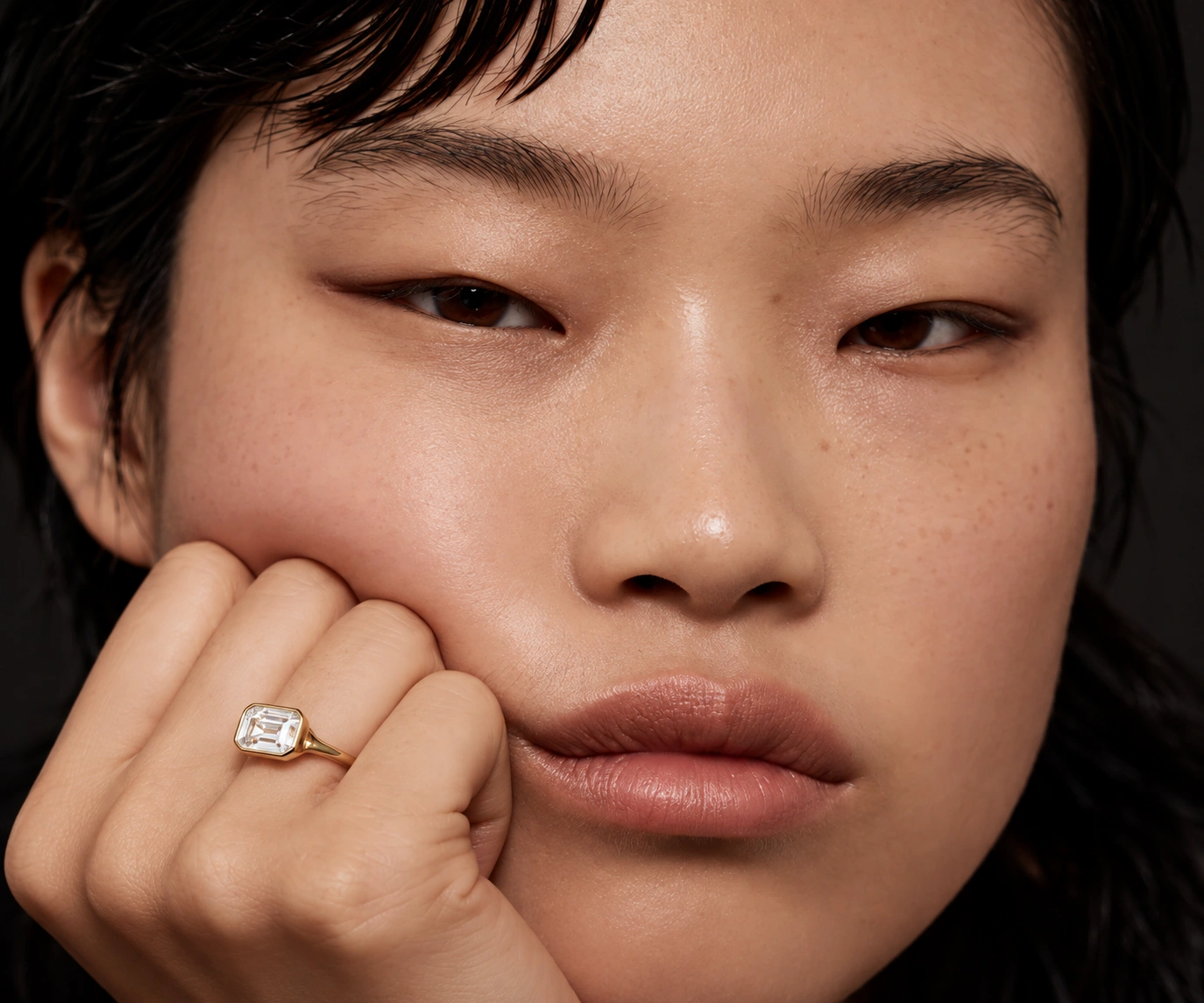 Jewellery campaign portrait with a gold ring