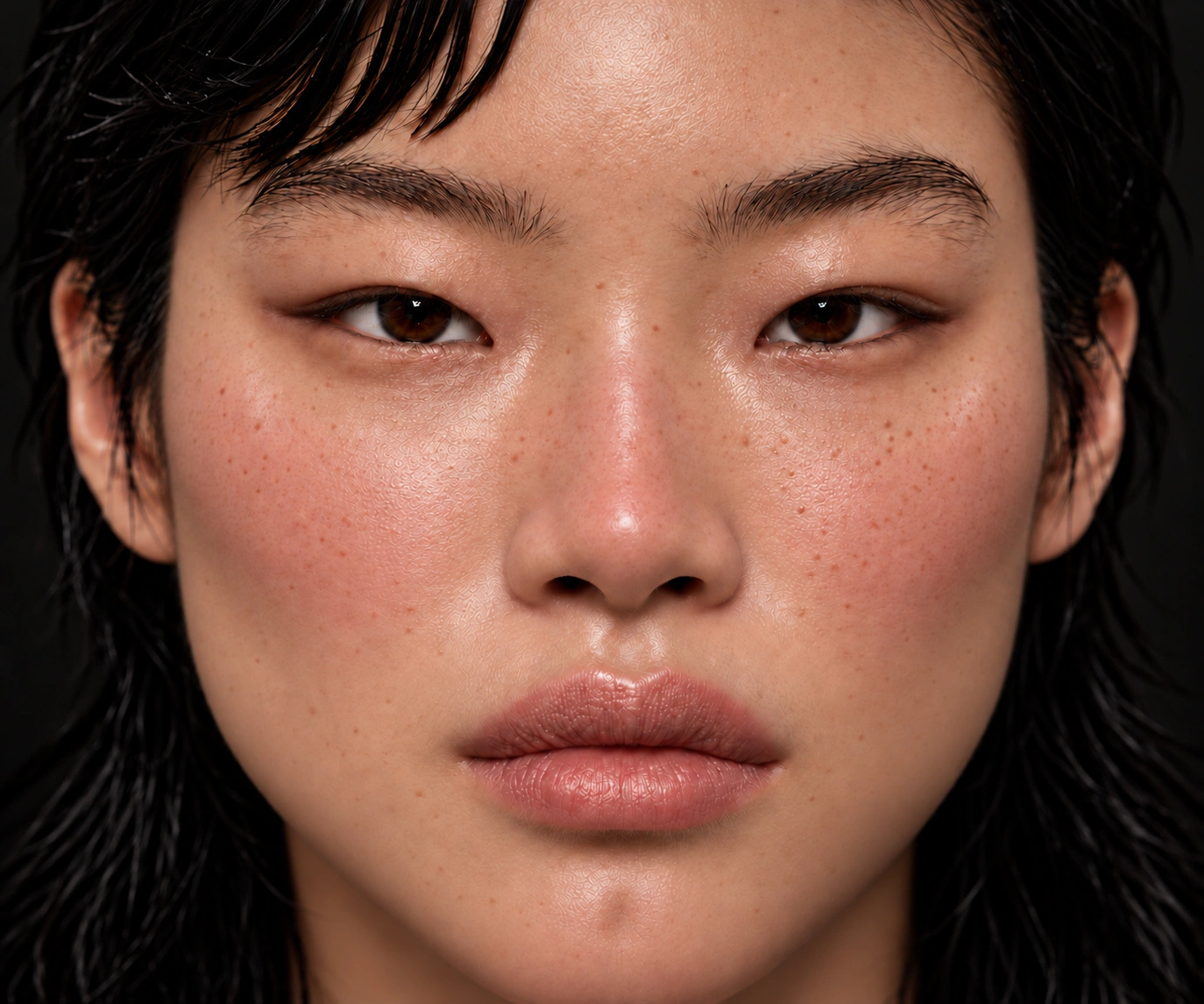Skin and beauty campaign portrait with glowing skin