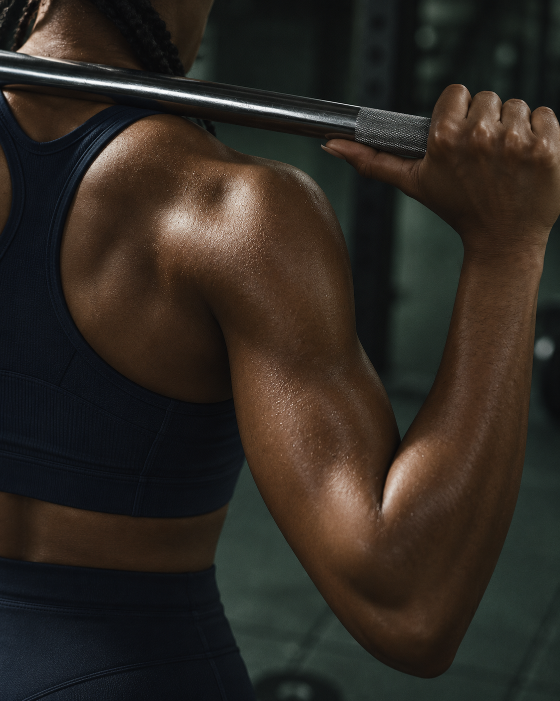 Athlete strength training with a barbell