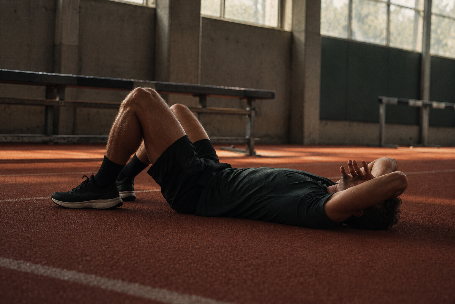 Athlete resting after a track workout