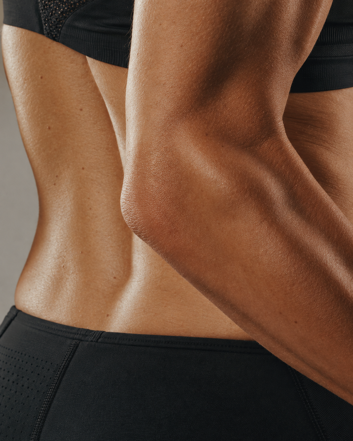 Close-up of an athlete's back muscles